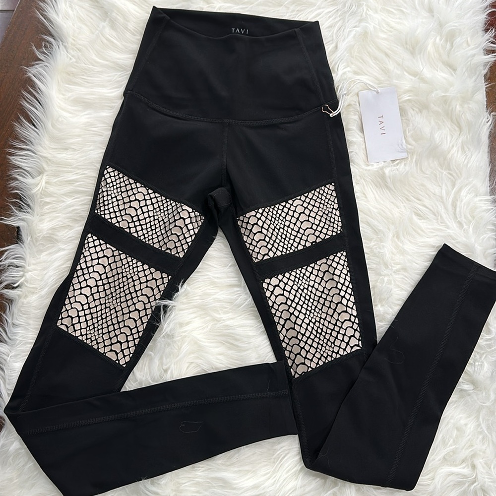 Tavi Women’s High Waisted Tight XSmall in Black Elbony Gold Snake Print